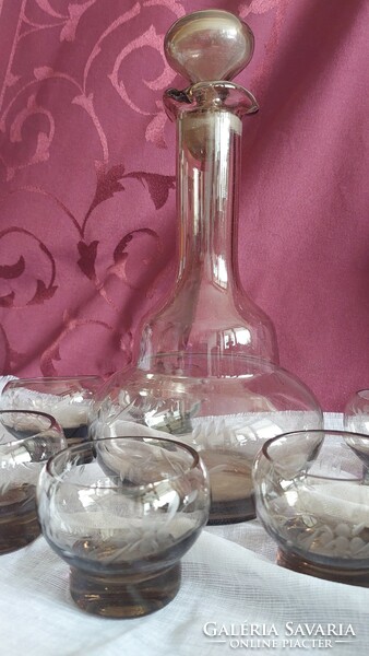Art deco glass liqueur and wine set