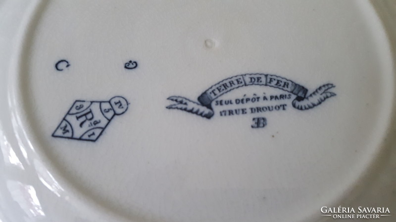 Antik "Terre De Fer" porcelán lapostányér 4db.