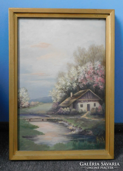 Spring landscape - painting, unknown artist