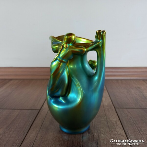 Old Zsolnay art nouveau eosin glazed harvester vase