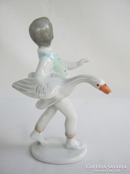 Hollóház porcelain goose matyi