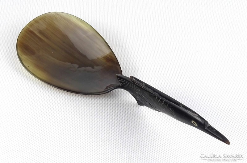 1R057 horn carved bird decorative spoon 7 x 21 cm