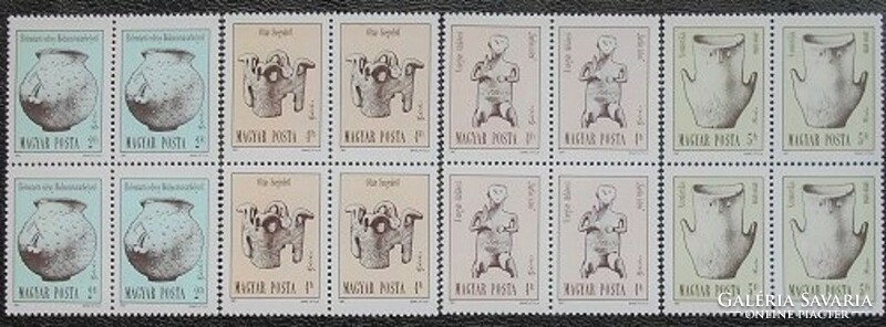 S3955-8n / 1988 Magyarországi Fémművesség bélyegsor postatiszta négyestömb