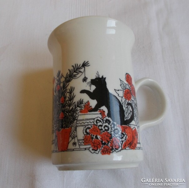 English, Churchill cat pattern tea cup, glass 1 pc
