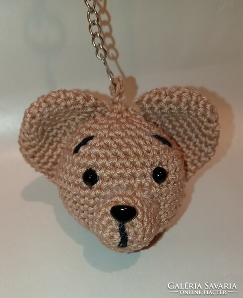 Crocheted teddy bag ornament keychain