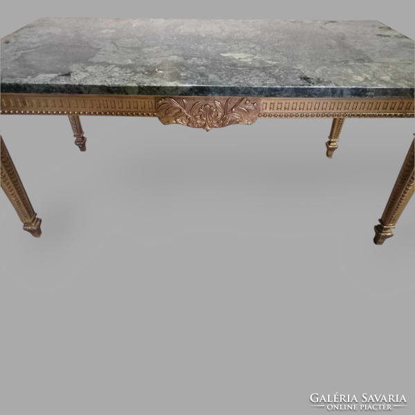 Copper coffee table with marble top
