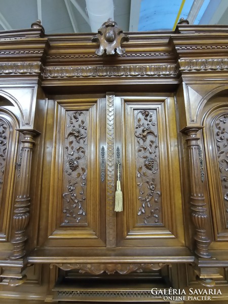 Neo-Renaissance giant walnut serving cabinet