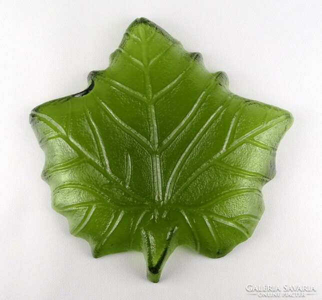 1Q960 green leaf-shaped glass center serving bowl 26 cm