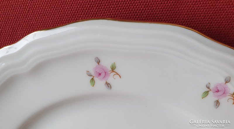 4db Rheinkrone Bavaria német porcelán kistányér süteményes tányér rózsa virág mintával arany széllel