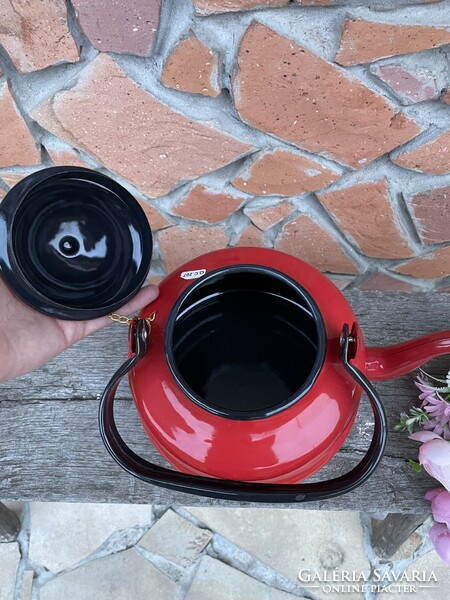 Enamelled beautiful 3 liter new red teapot teapot village peasant