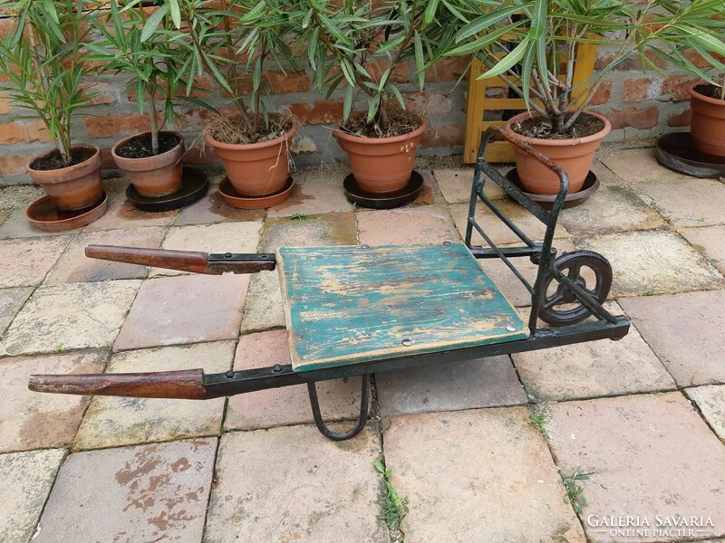 Garden decoration small wheelbarrow with flower holder