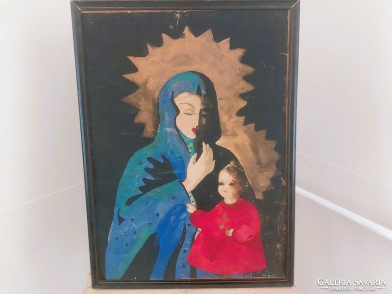 (K) old signed painting of a saint with a frame 47x65 cm