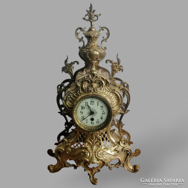 Antik barokk réz kandalló óra
