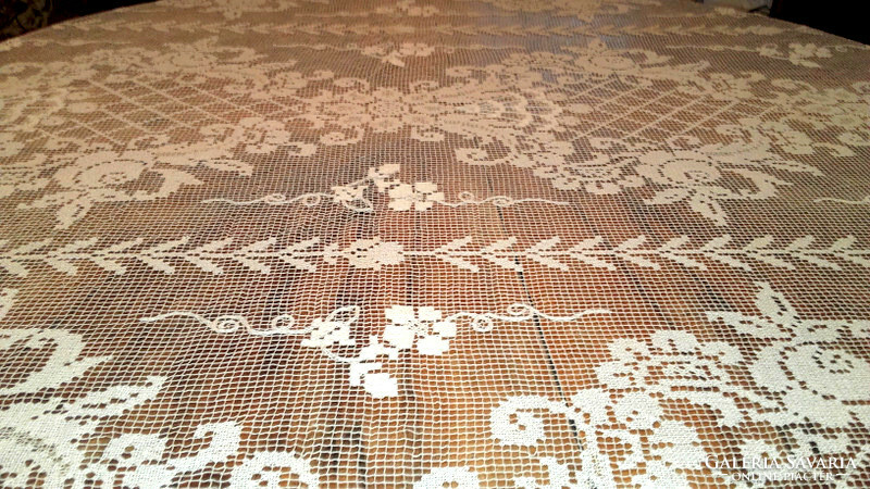 Antique handwork fillet huge net crocheted tablecloth - 250 x 220 - art&decoration