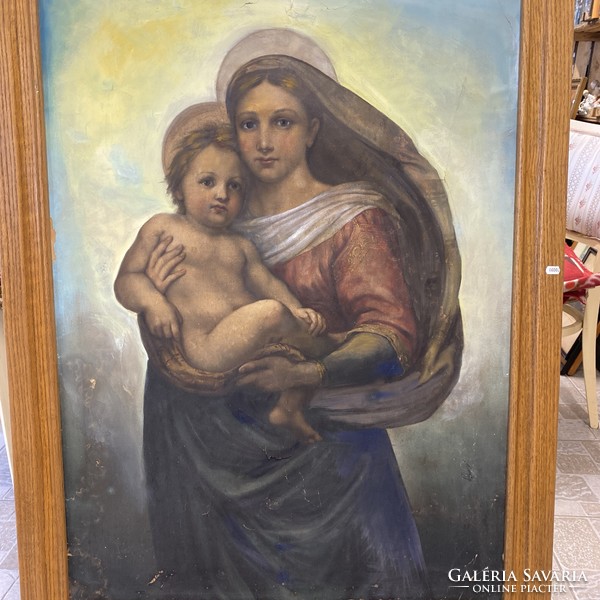 19. századi hatalmas Szűz Mária olajfestmény