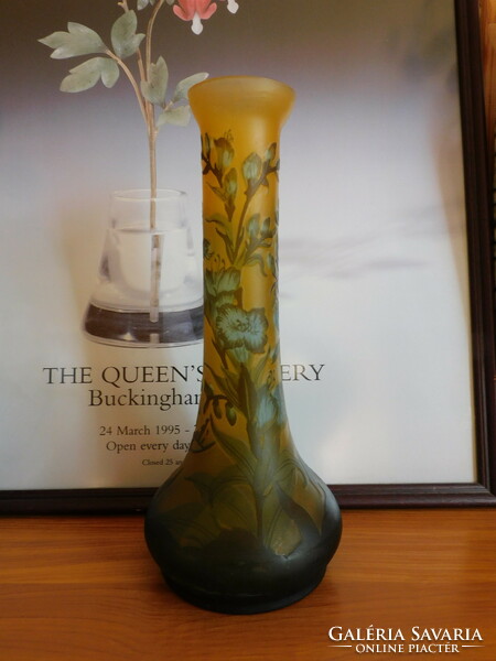 Gallé style glass vase 31 cm