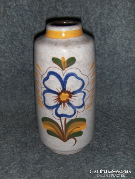 Jelzett német virágmintás kerámia váza 22 cm (21/d)