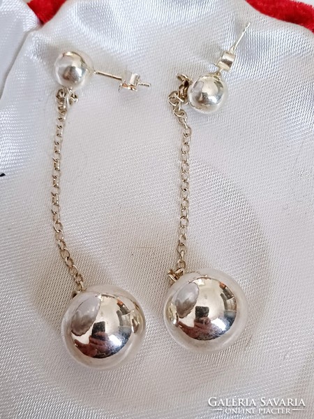 Showy, dangling silver earrings (length 8 cm)