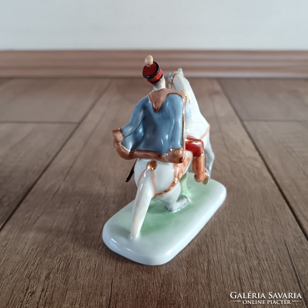Antik Herendi huszár lovon porcelán figura