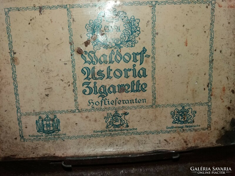 Antik 19.sz.WALDORF - ASTORIA fém lemez cigarettás szivarkás doboz a képek szerint