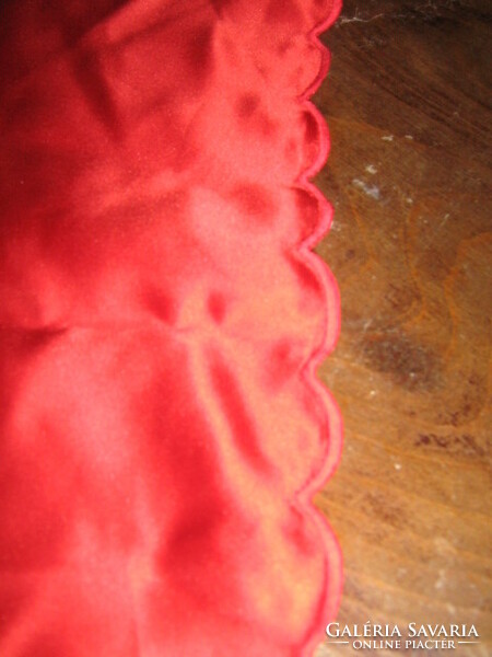 Beautiful elegant fire red silk tablecloth with slinged edges