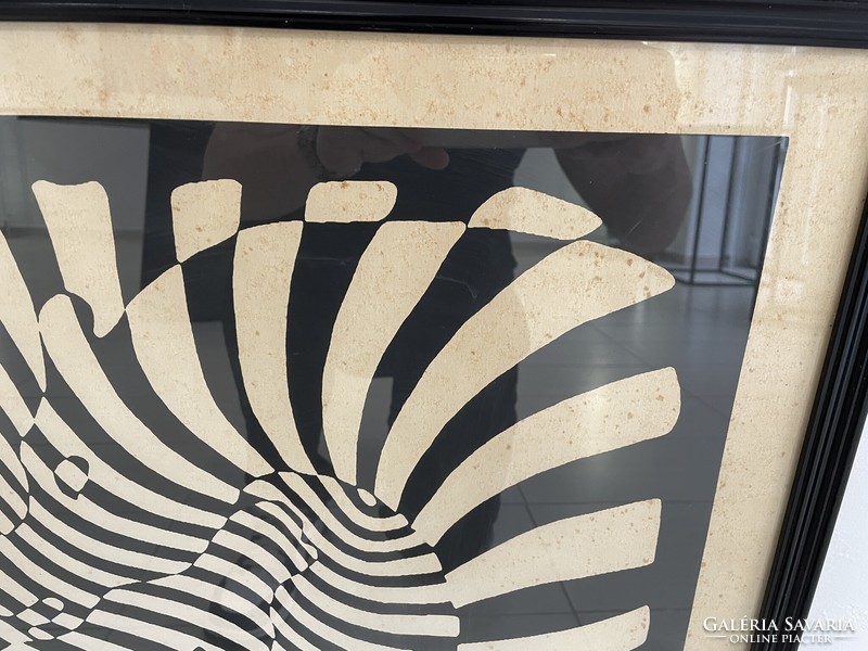 Vasarely zebrák szitanyomat grafika kép