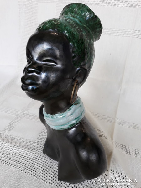 Marked art deco Izsépy ceramic negro female bust