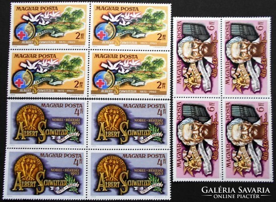 S3012-8n / 1975 albert schweitzer stamp line postal clean block of four