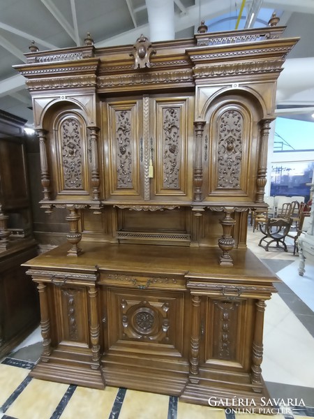 Neo-Renaissance giant walnut serving cabinet