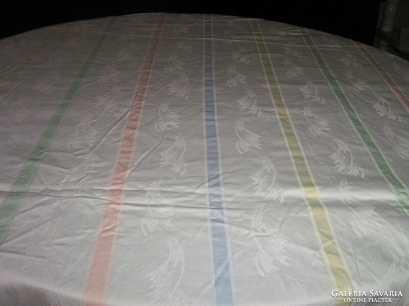 Wonderful huge white-pastel colored damask tablecloth