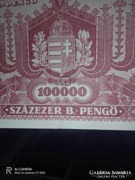 Egy drb tízezer bill,-és egy drb 100000-Bill,- pengők