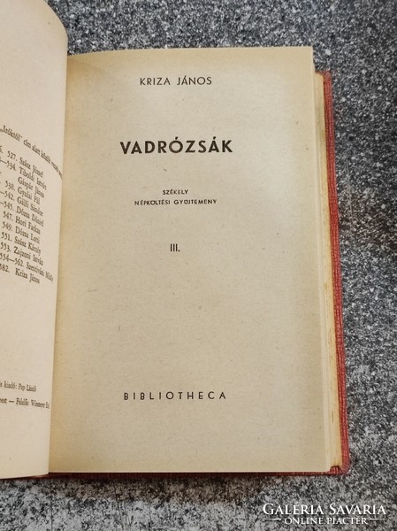 Vadrózsák I-III. (SZÉKELY NÉPKÖLTÉSI GYÜJTEMÉNY)  Kriza János