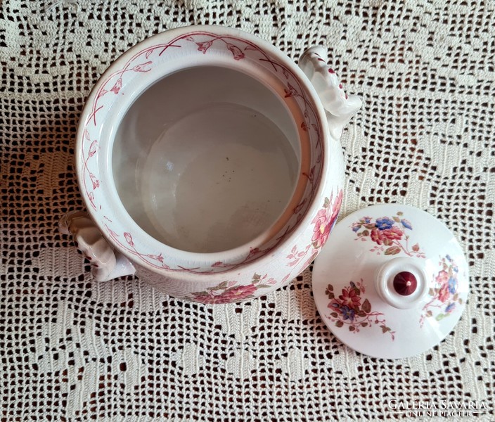 Extremely rare antique faience sugar bowl - sarreguemines bertha