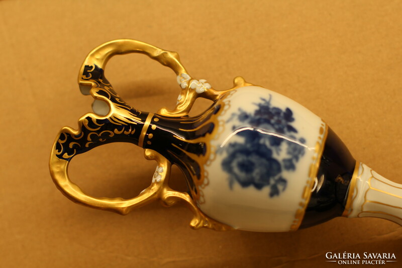 Royal Dux arany kék cseh porcelán kiöntő karaffa és váza