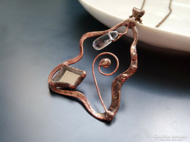 Unique handcrafted pendant with mirror