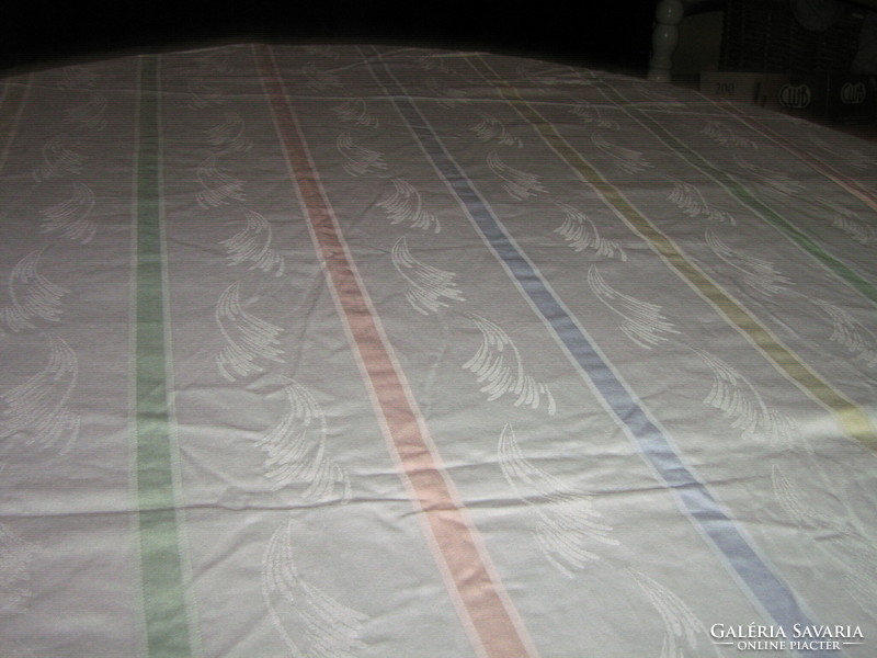 Wonderful huge white-pastel colored damask tablecloth