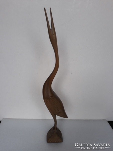 Retro carved heron, wooden bird, 42 cm