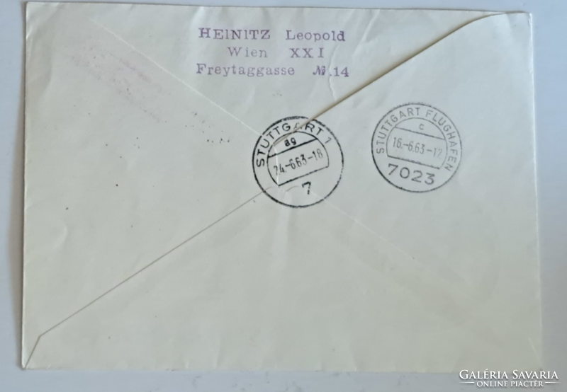 Retour légi levél küldemény,  bélyeg 1963.