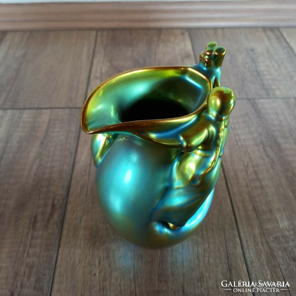 Régi Zsolnay szecessziós eozin mázas arató váza