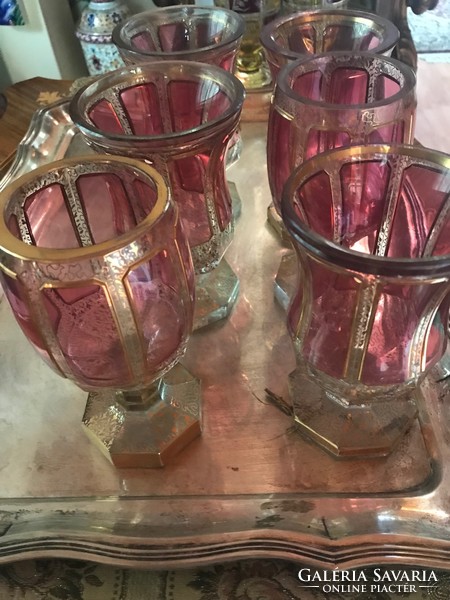 Old Biedermeier polished colored crystal glass