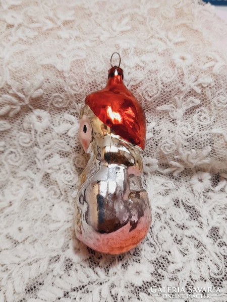 Old glass Christmas tree ornament, little girl, 9 cm