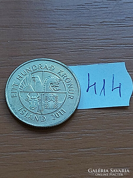 Iceland 100 kroner 2011 nickel-brass, sea hare fish 414