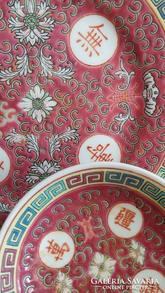 Kínai porcelán gyűrűtartó tálka, kistányér(3 db)