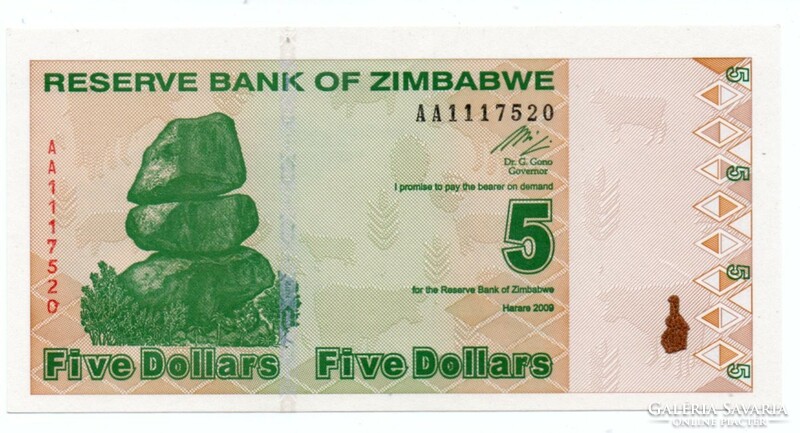 5    Dollár     2009      Zimbabwe