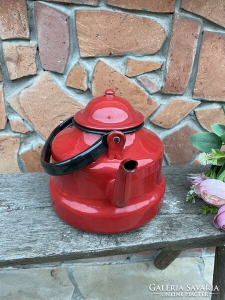 Enamelled beautiful 3 liter new red teapot teapot village peasant