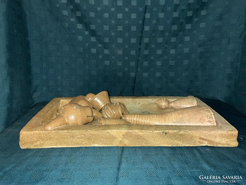 Nagy méretű figurális samottos  kerámia falidísz 54 cm (C0028)
