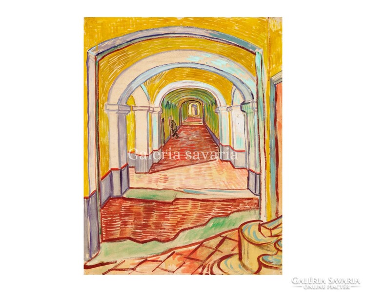 Corridor in the mental hospital - a reproduction of Vincent van Gogh's painting