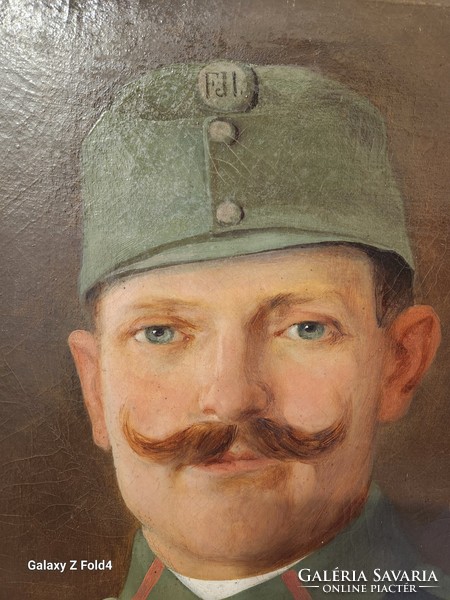 Austrian soldier oil canvas painting
