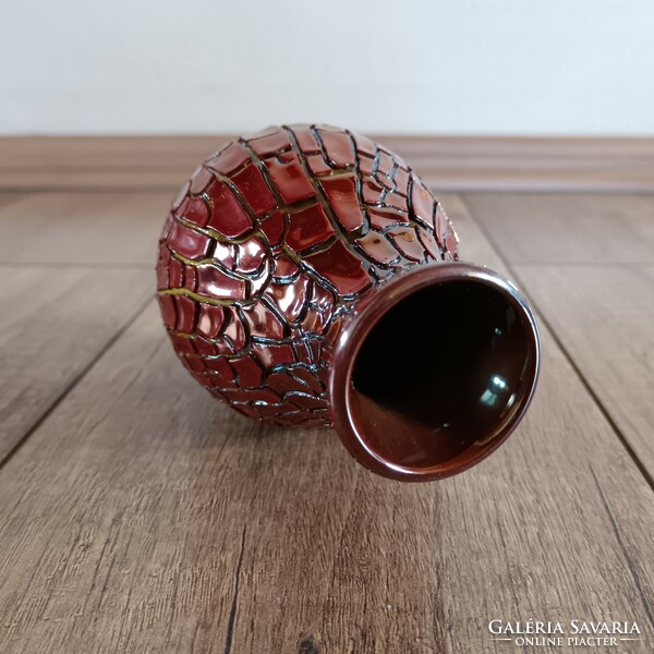 Old modern zsolnay cracked eosin glaze vase