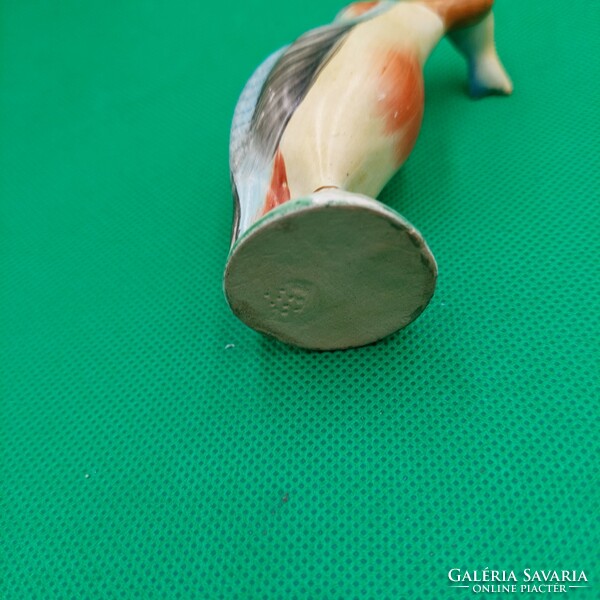 Rare collector's craft ceramic bird with fish figurine
